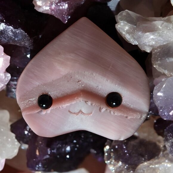 none Other - HANDMADE Pink Cat's Eye Crystal Buddy -  Heart-Shaped Pocket Friend